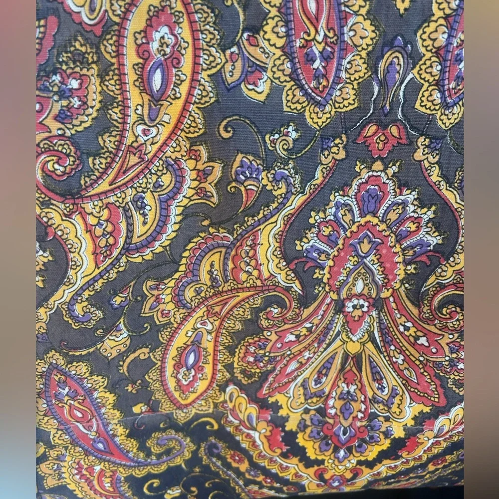 Vintage Boho Yarn Caddy Wooden Cotton Paisley Carryall